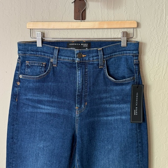 NWT VERONICA BEARD Ryleigh Slim
Straight High Rise Jeans Bright Blue Raw Hem 30 - Picture 6 of 16